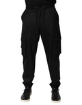 Pantalon cargo noir dolce & gabbana pour homme avec taille à cordon et poches latérales multiples