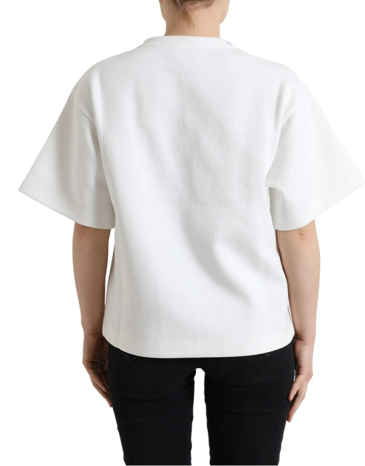 T-shirt blanc oversize dolce & gabbana en coton stretch avec manches courtes et col rond simple
