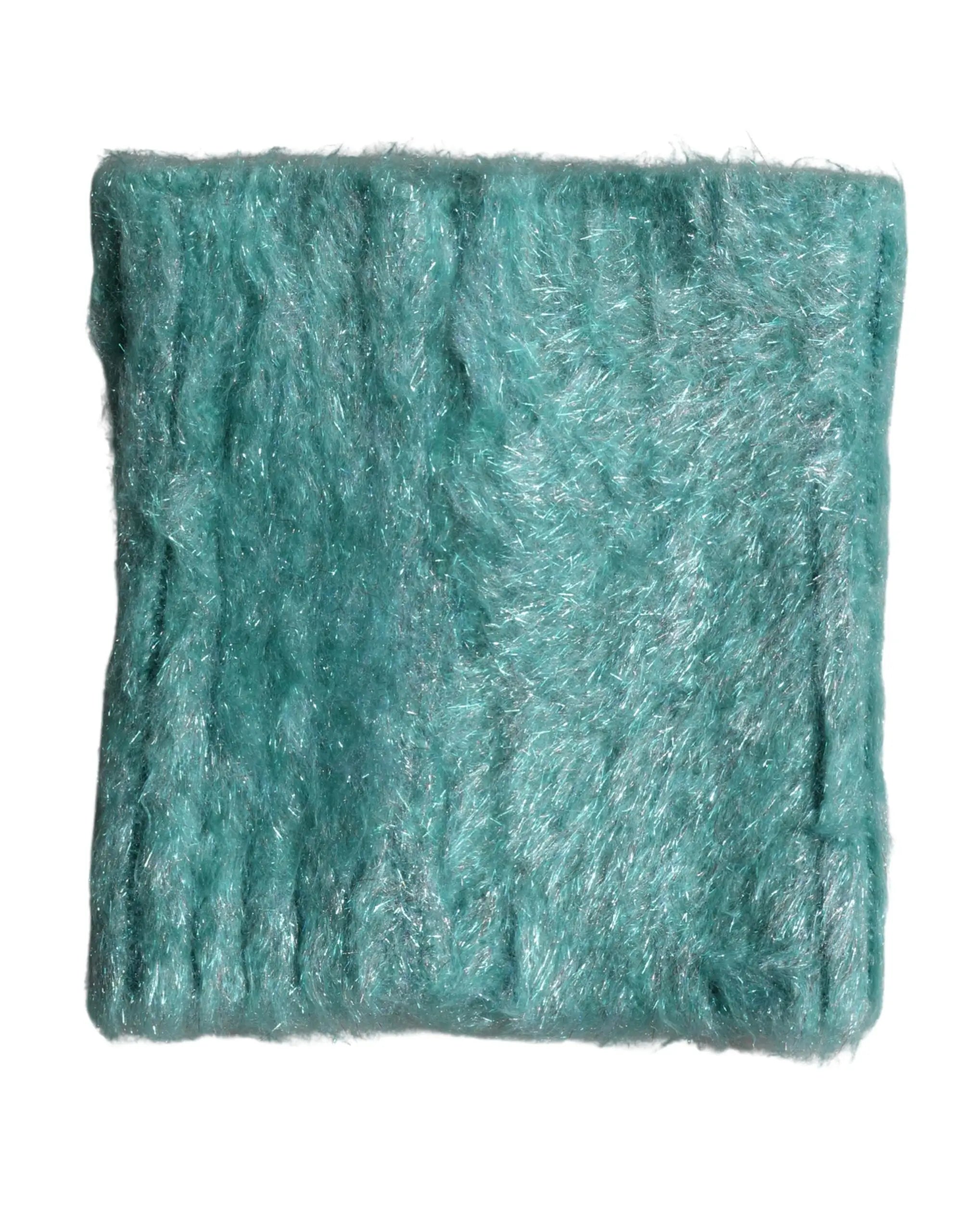 Écharpe dolce & gabbana en mohair laine bleu sarcelle avec texture côtelée tricotée 62cm x 32,5cm