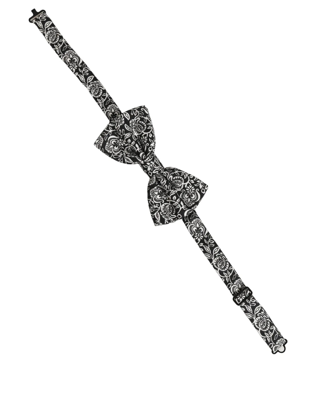 Noeud papillon dolce & gabbana noir avec motif floral blanc en soie ajustable style paisley
