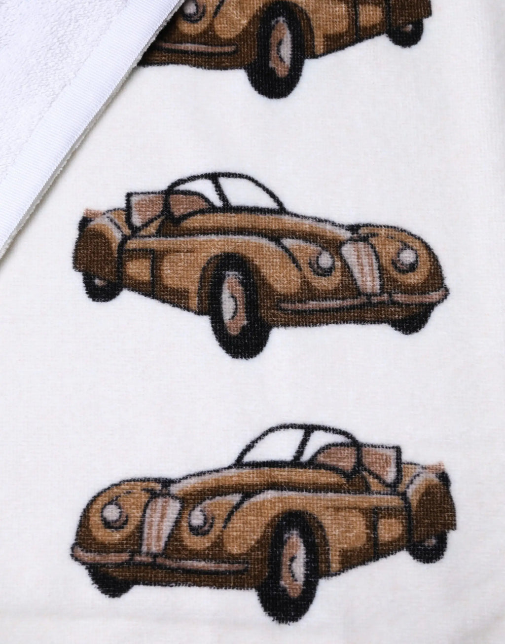 Serviette dolce & gabbana blanche en coton avec motif voiture vintage brodé marron 115 cm x 180 cm pour la plage