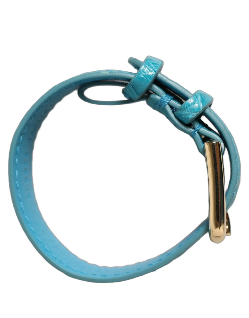 Bracelet ceinture en cuir turquoise dolce & gabbana avec boucle rectangulaire dorée et détails tressés