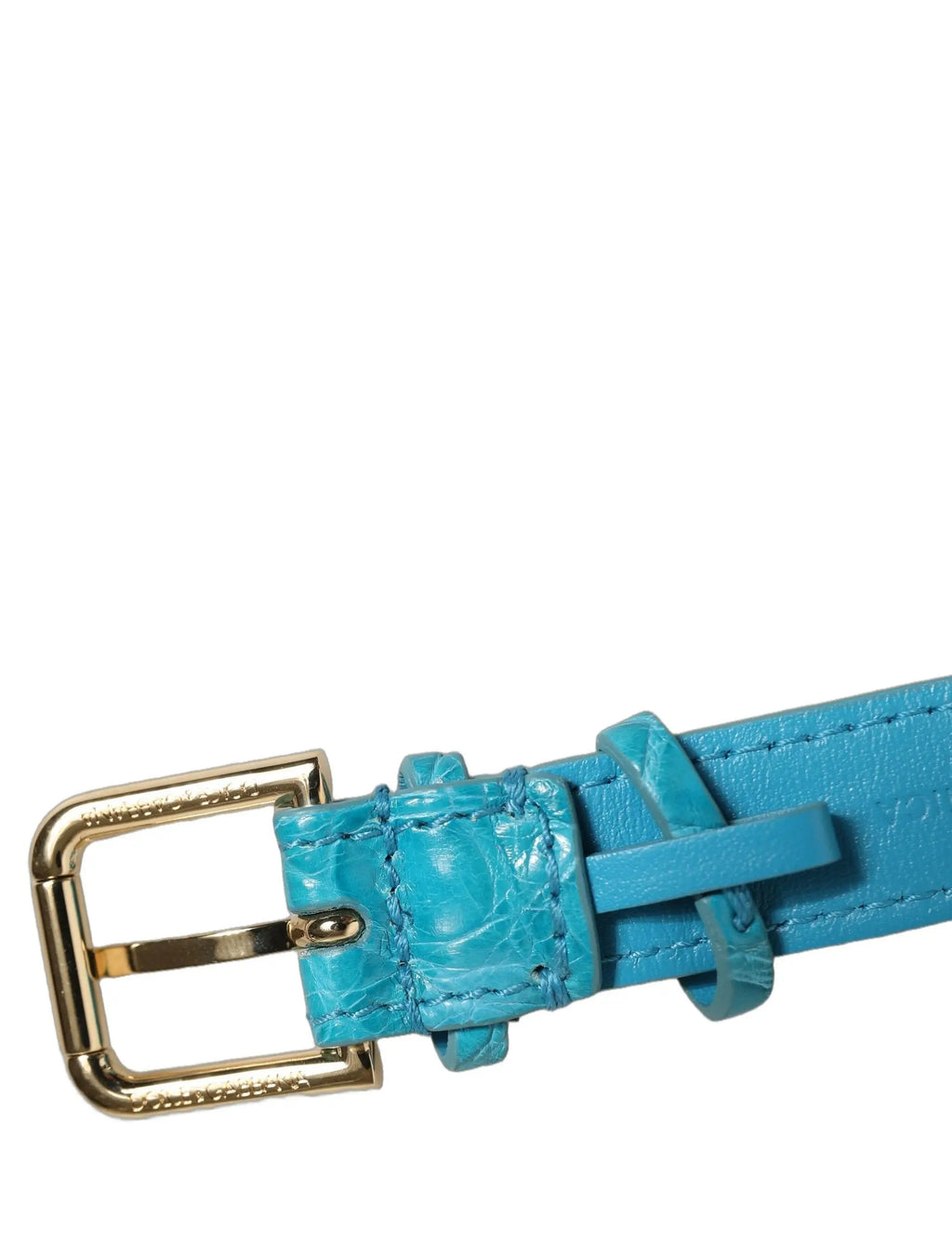 Ceinture bracelet dolce & gabbana en cuir turquoise embossé crocodile avec boucle dorée