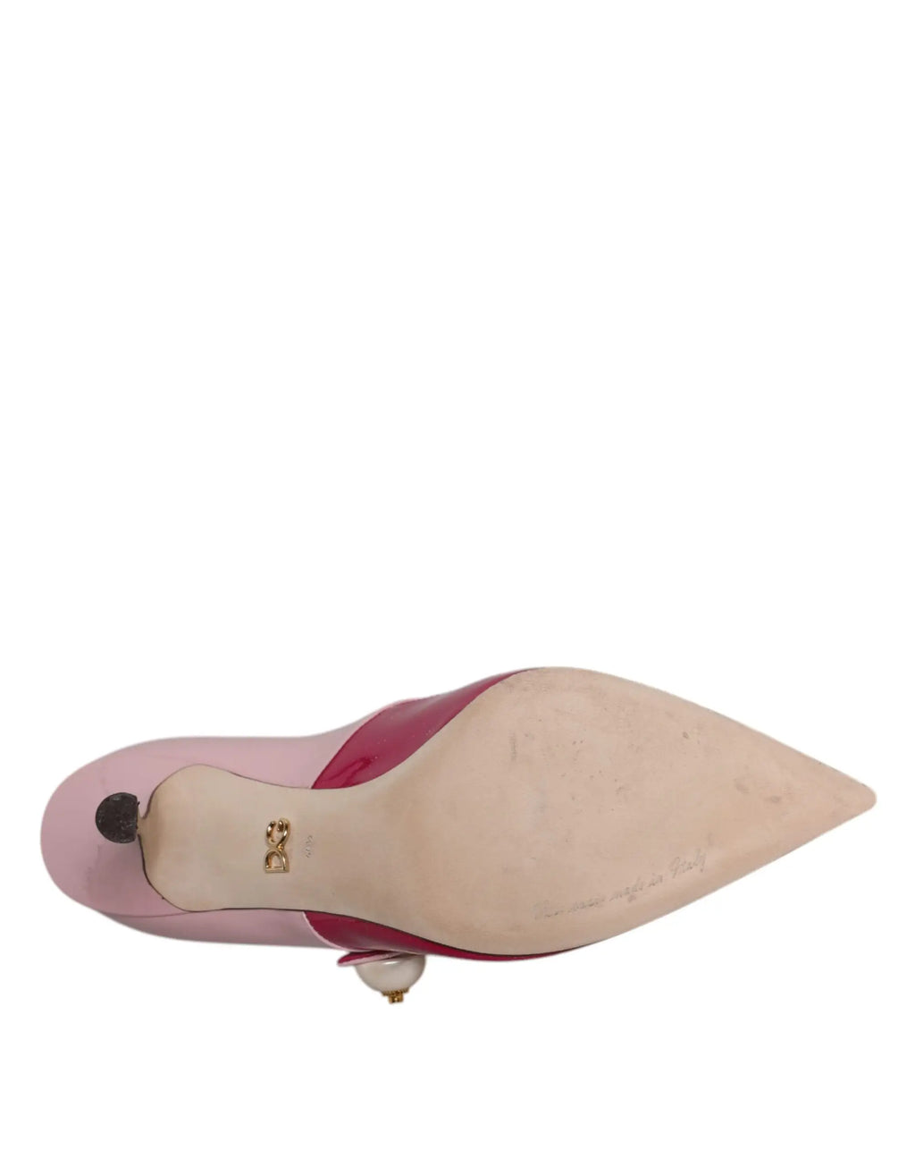 Mules en cuir verni rose et fuchsia dolce & gabbana avec accent perle au talon
