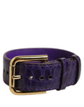 Bracelet strap en cuir violet embossé crocodile avec boucle dorée dolce & gabbana