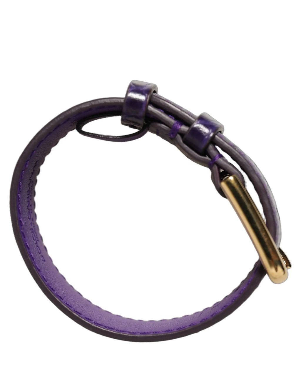 Bracelet en cuir violet dolce & gabbana avec boucle dorée et bords cousus