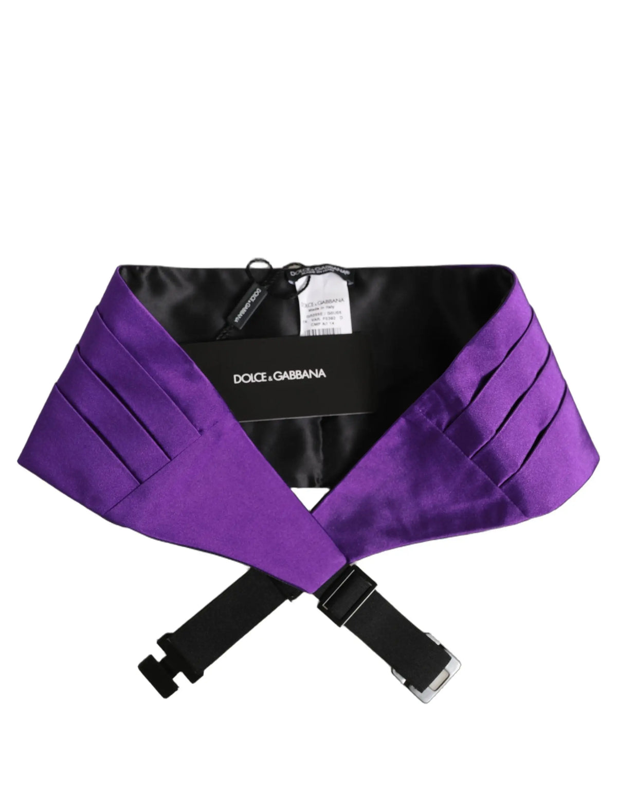Cummerbund dolce & gabbana violet en satin 100 % soie avec ceinture à nœud et sangles réglables noires