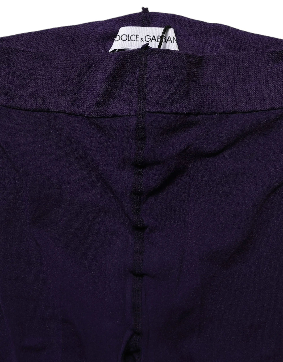 Collants violets dolce & gabbana en nylon avec col nervuré profond et fermeture à boutons noirs