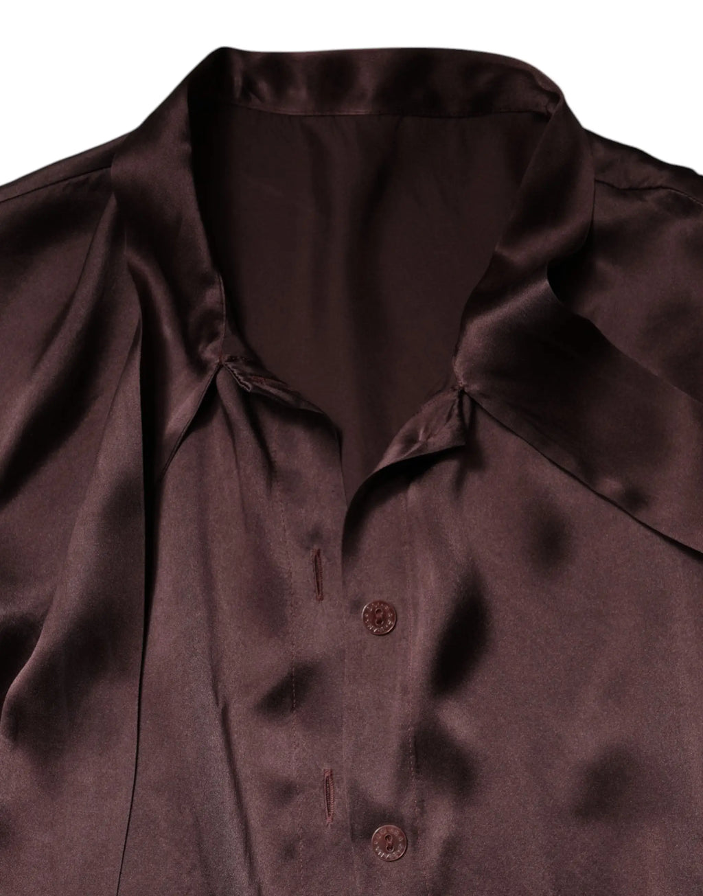 Chemise dolce & gabbana violet en satin marron foncé avec boutons assortis et léger éclat