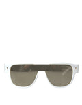 Lunettes de soleil dolce & gabbana dg4356 blanches en acétate avec verres miroir bruns réfléchissants au design moderne