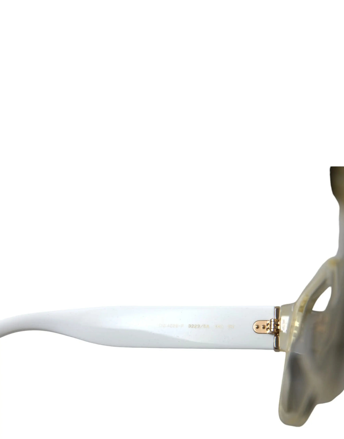 Lunettes de soleil dolce & gabbana dg4356 en acétate blanc avec charnière et embout de branche en métal doré