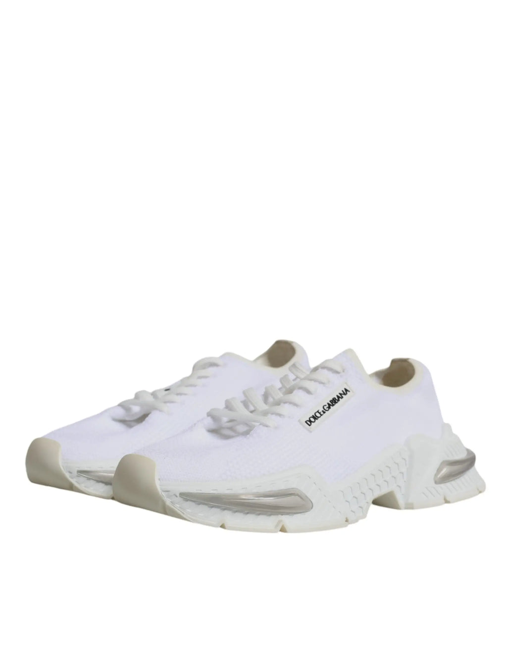 Baskets dolce & gabbana white airmaster homme blanches avec semelle épaisse texturée et coussins d’air argent translucides