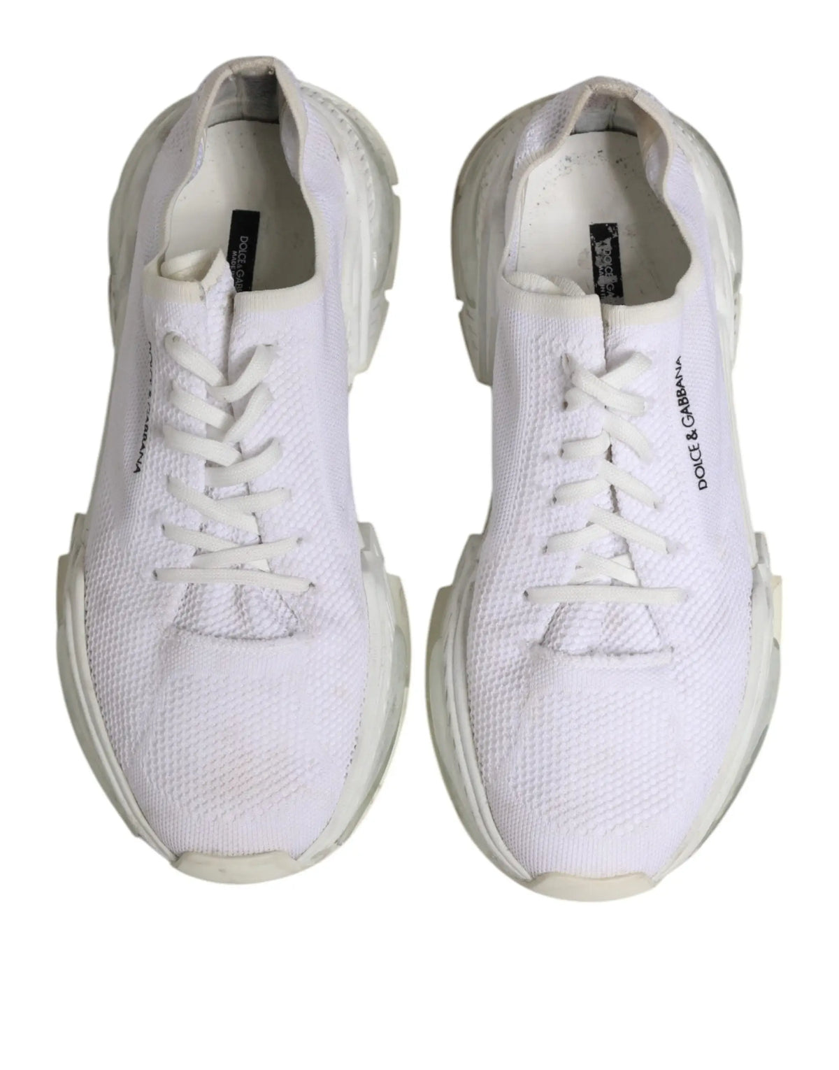 Baskets dolce & gabbana air master blanches pour homme avec tige en maille tricotée et semelle sculptée épaisse