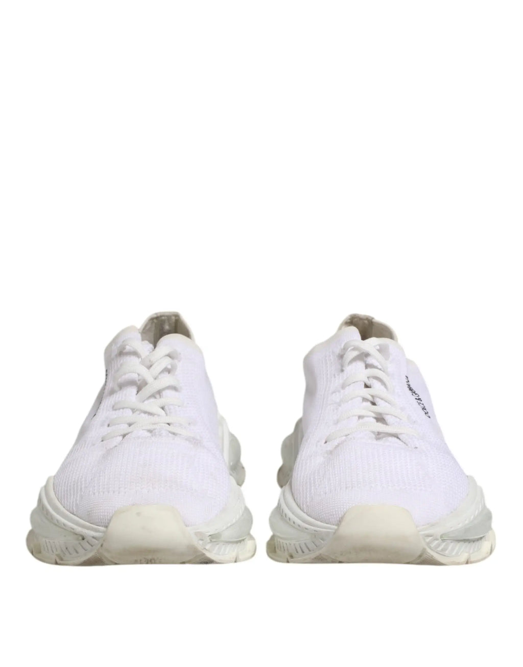Baskets hommes dolce gabanna airmaster blanc avec tige tricotée et semelle en caoutchouc translucide épaisse