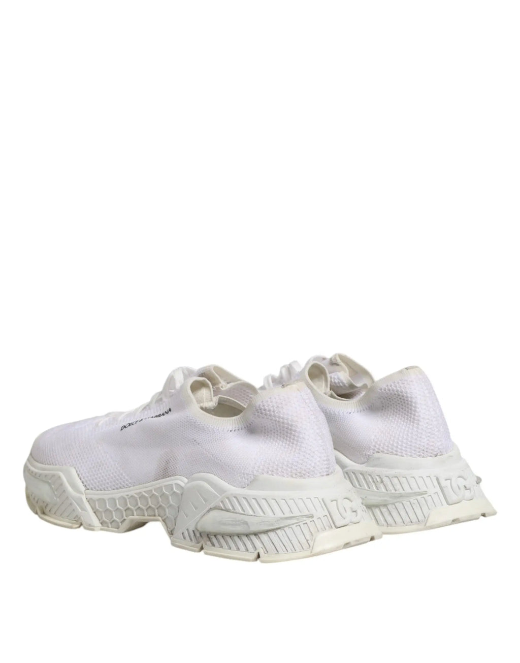 Dolce & gabbana white airmaster low top men sneakers with white mesh and chunky textured sole shown from the back
