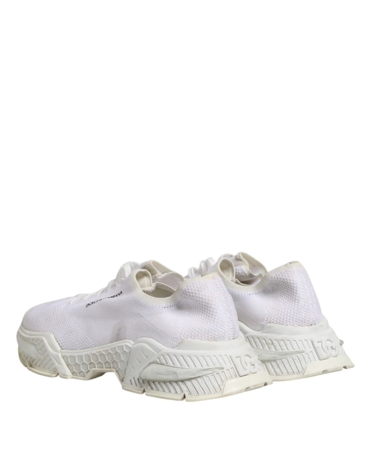 Dolce & gabbana white airmaster low top men sneakers with white mesh and chunky textured sole shown from the back