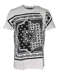 T-shirt blanc dolce gabbana en coton manches courtes avec imprimé bandana noir à motifs et logos dc