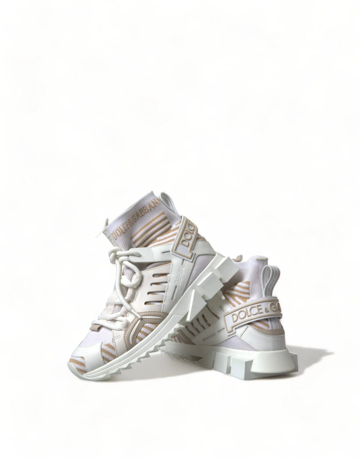 Dolce & gabbana sneakers homme blanc beige sorento en mesh texturé avec semelles en caoutchouc high top
