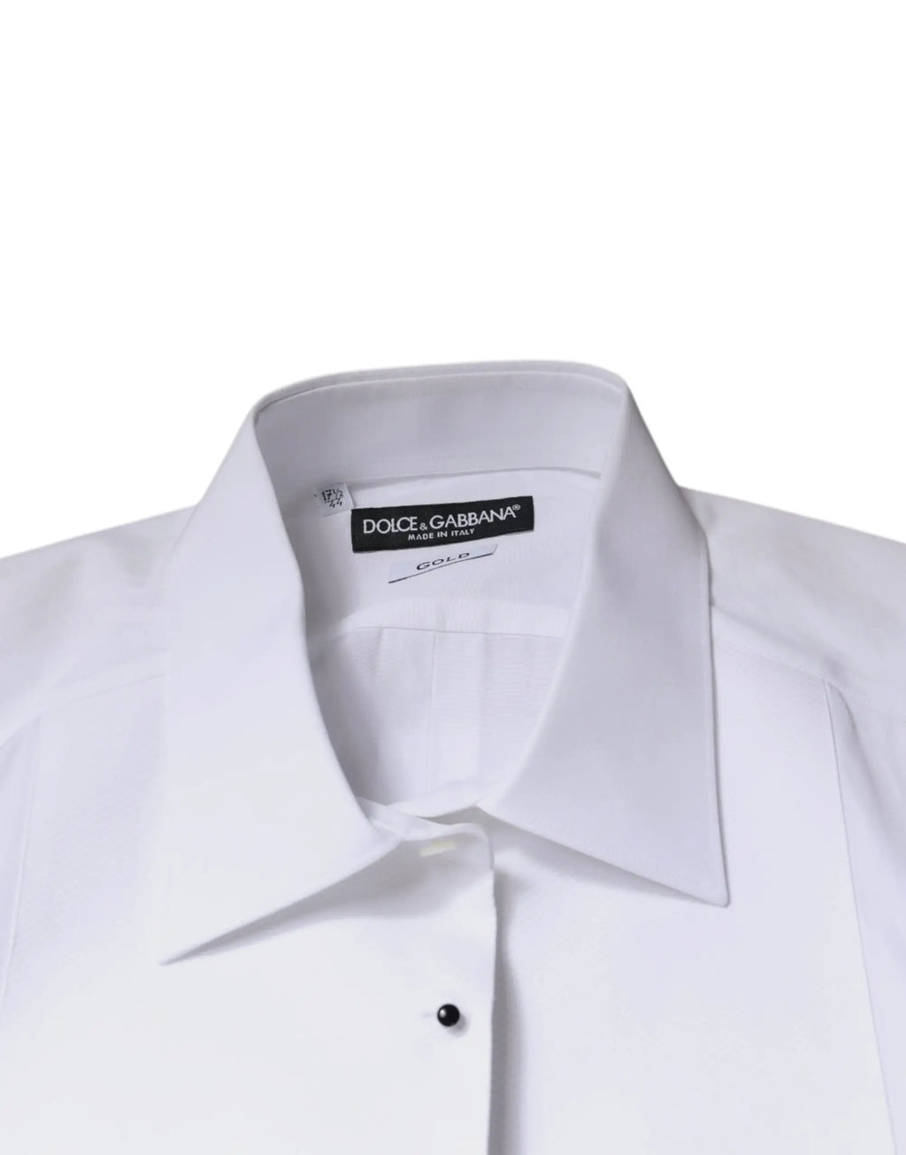 Chemise formelle blanche dolce & gabbana en popeline de coton avec col net et bouton noir