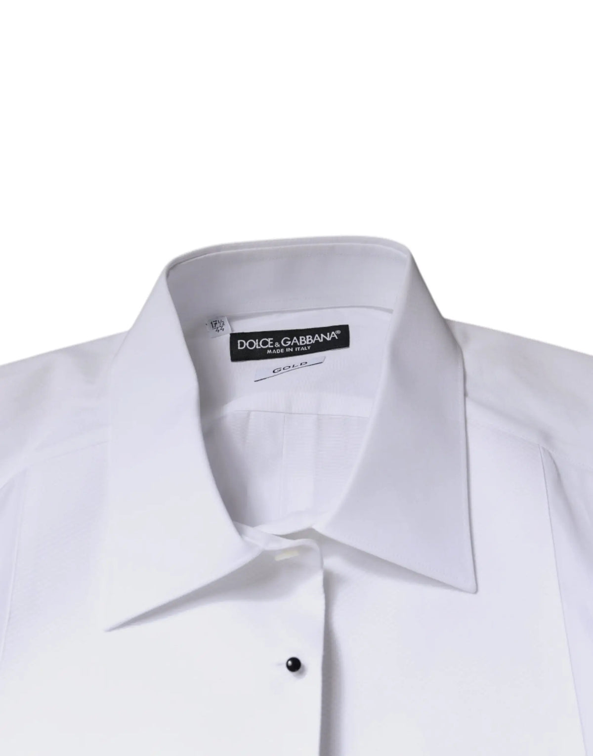 Chemise formelle blanche dolce & gabbana en popeline de coton avec col net et bouton noir