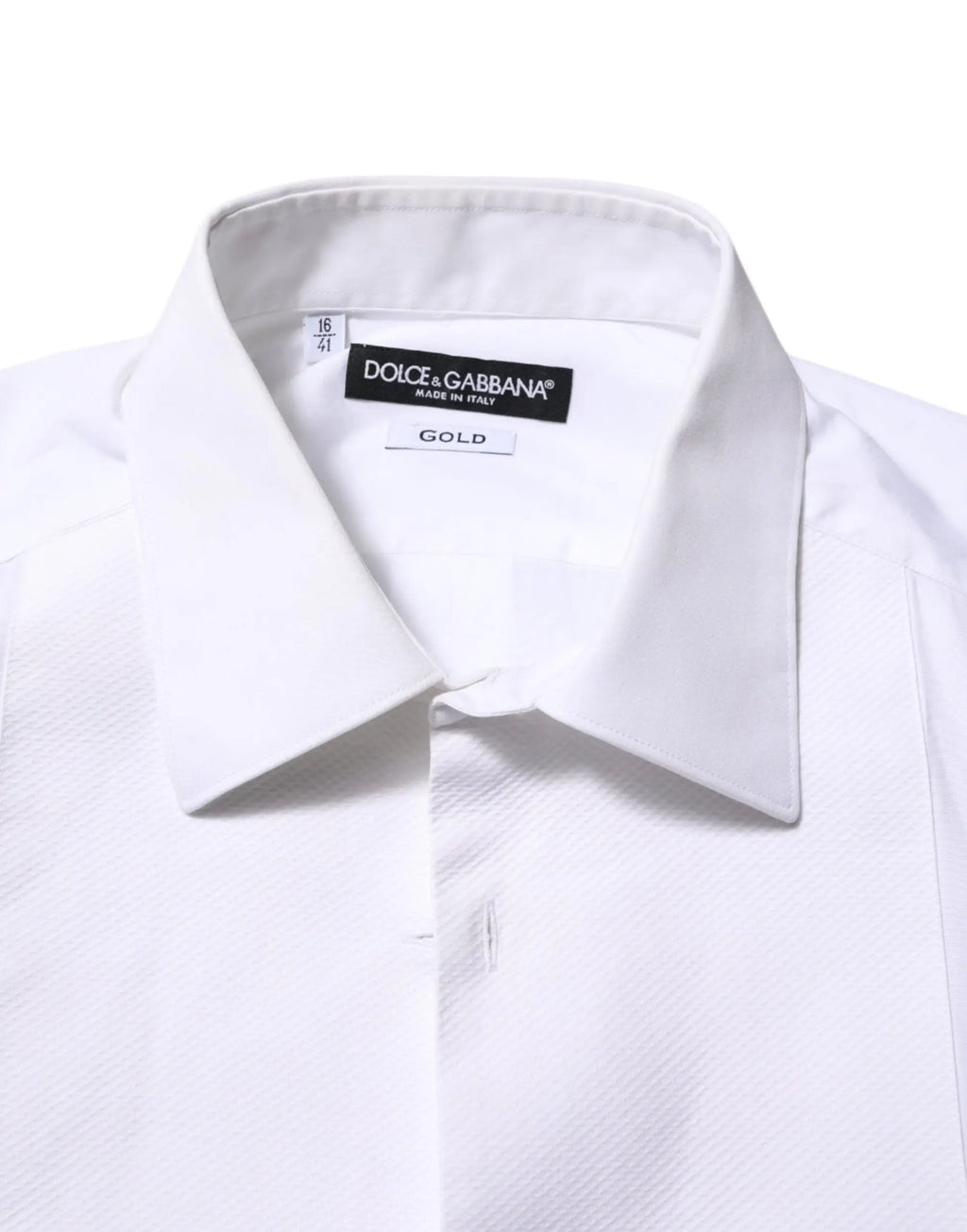 Chemise formelle dolce & gabbana blanche en popeline de coton avec col net et tissu texturé subtil homme