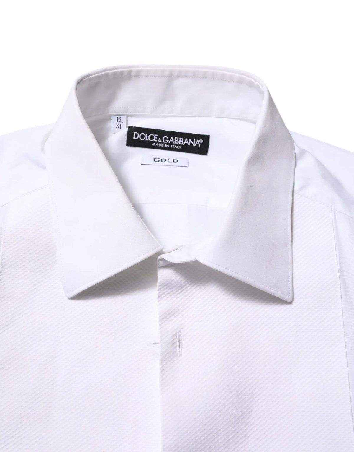 Chemise formelle dolce & gabbana blanche en popeline de coton avec col net et tissu texturé subtil homme