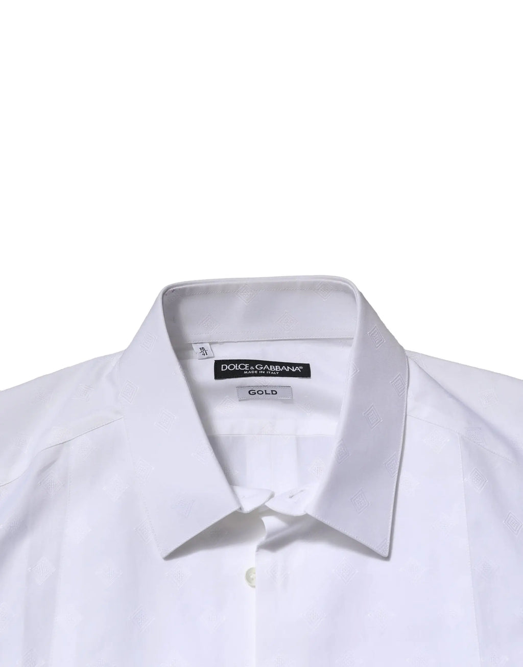 Chemise homme blanche dolce gabbana en popeline de coton avec col net et broderie dorée subtile formelle