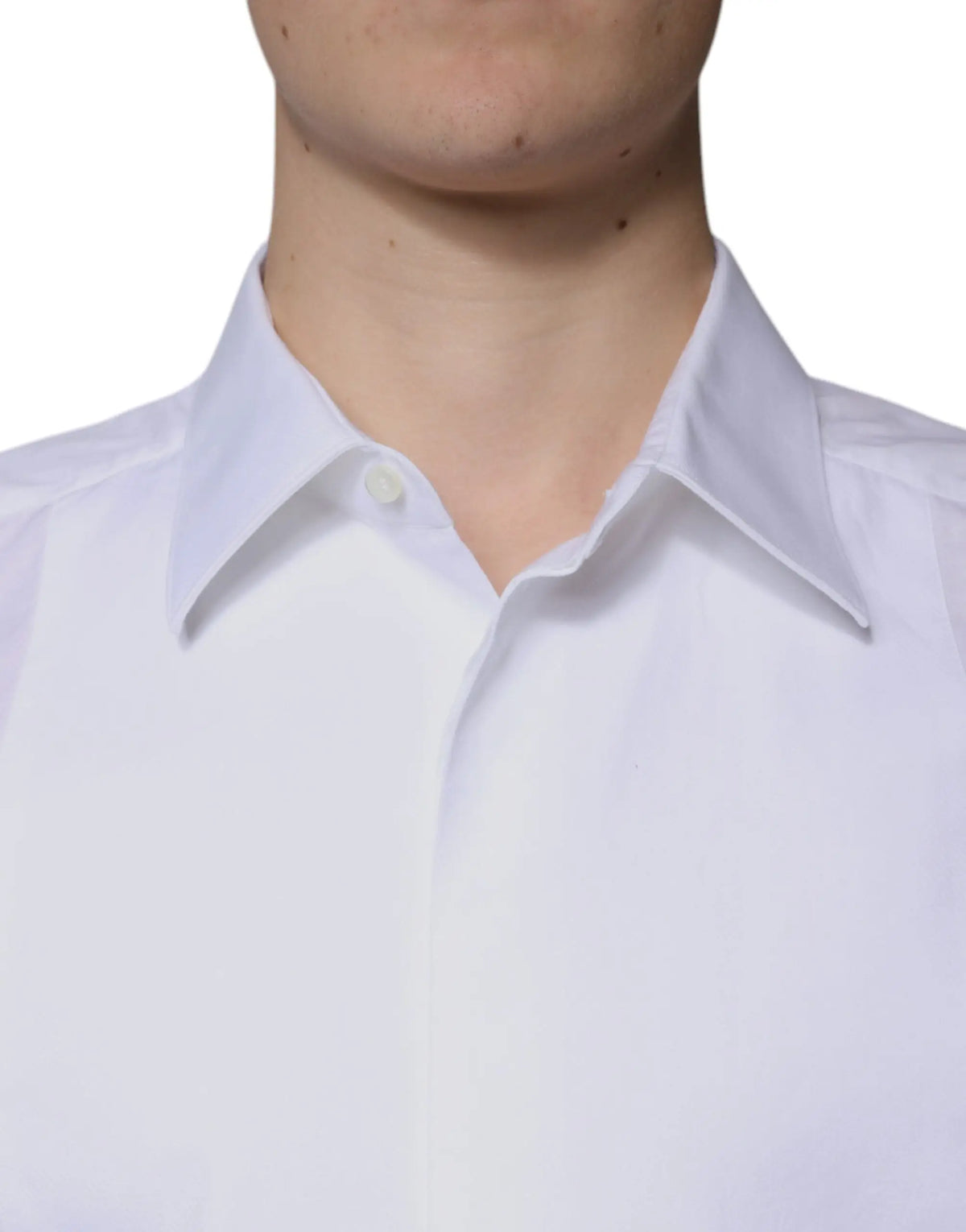 Chemise blanche dolce & gabbana en popeline de coton avec col net et coupe cintrée pour usage formel