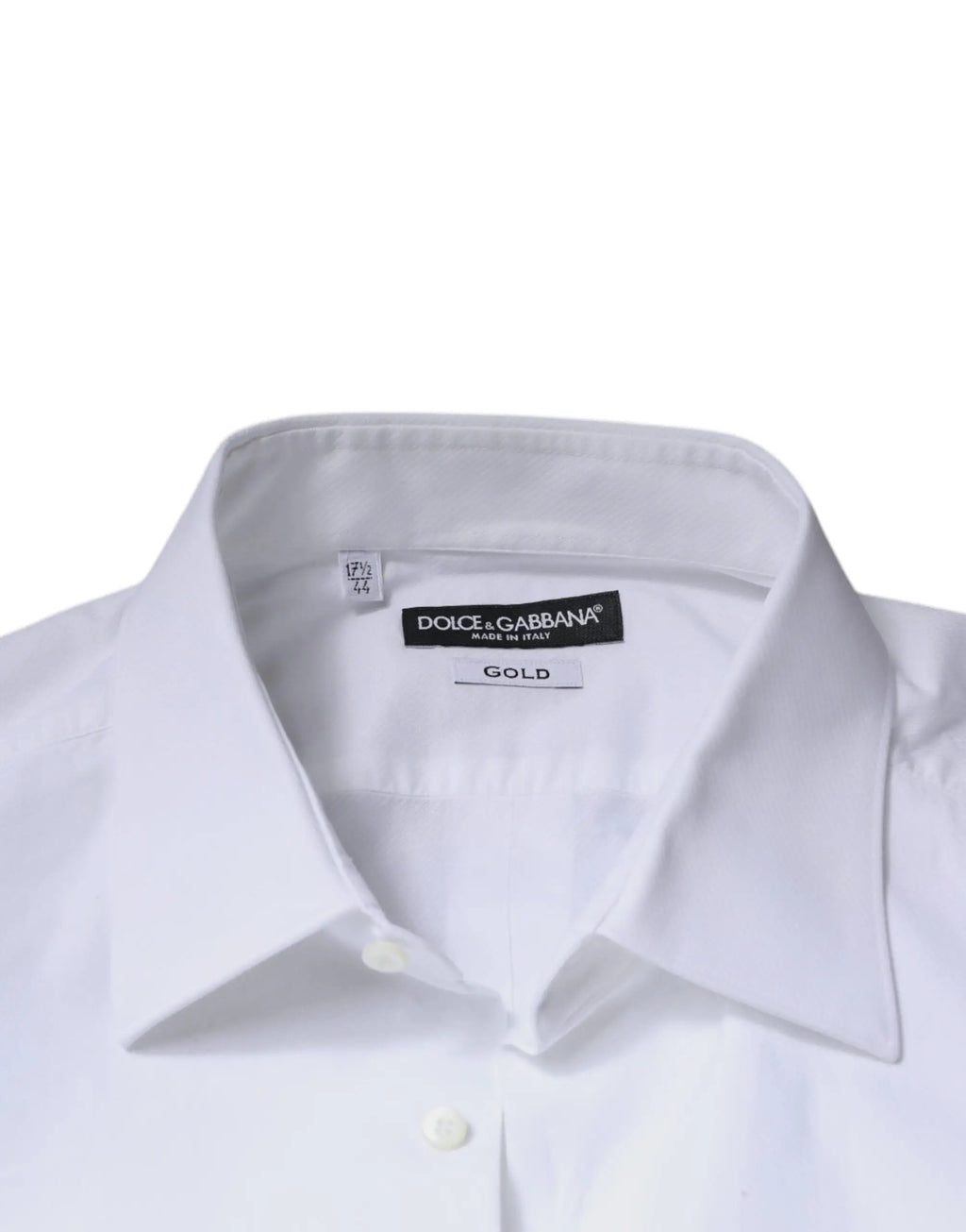 Chemise homme dolce gabbana blanche en popeline de coton avec col classique et patte de boutonnage formelle gold