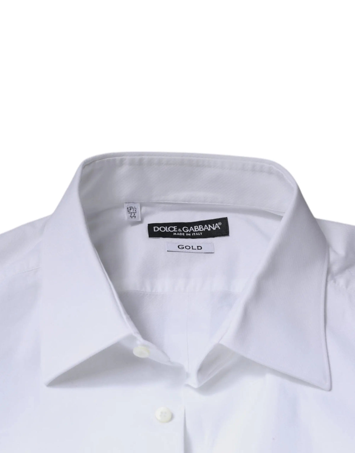 Chemise homme dolce gabbana blanche en popeline de coton avec col classique et patte de boutonnage formelle gold