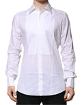 Chemise blanche pour homme dolce gabbana manches longues col classique en popeline de coton formelle