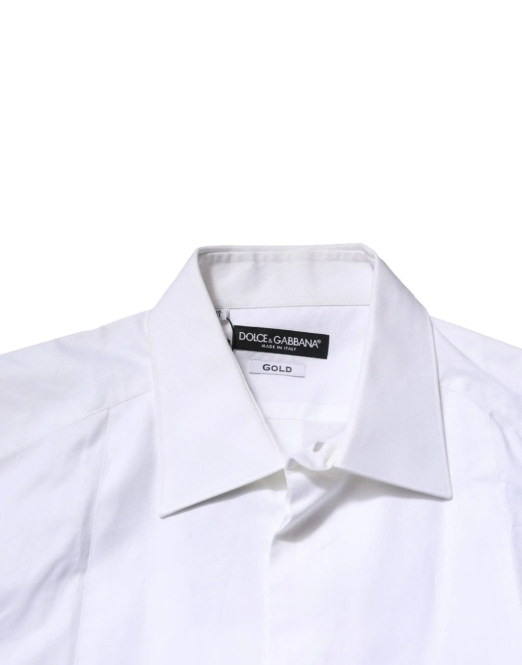Dolce & gabbana chemise homme blanche en popeline de coton avec col net et étiquette or pour tenue formelle