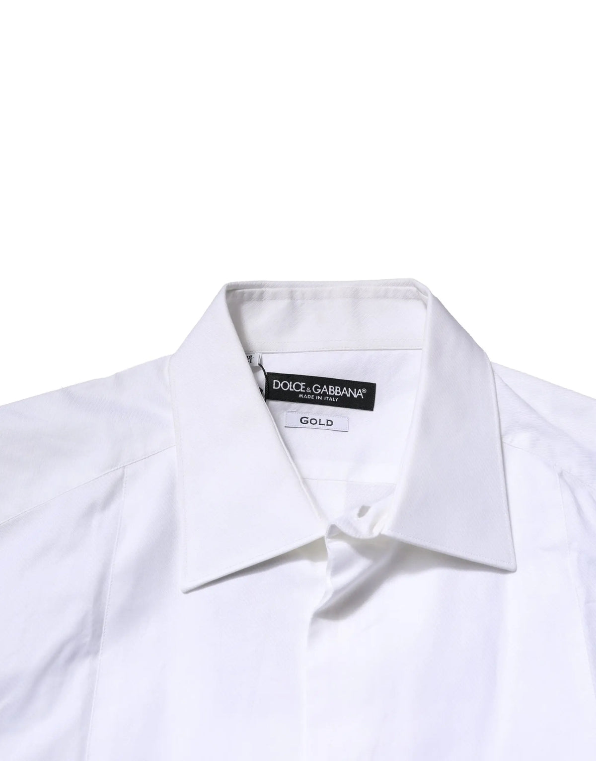 Dolce & gabbana chemise homme blanche en popeline de coton avec col net et étiquette or pour tenue formelle