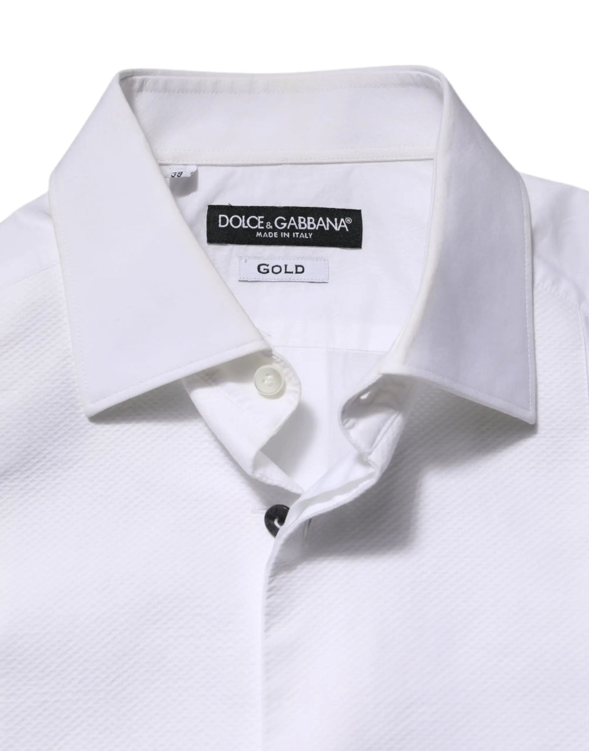 Chemise homme formelle dolce & gabbana blanche en popeline de coton avec col net et tissage texturé subtil