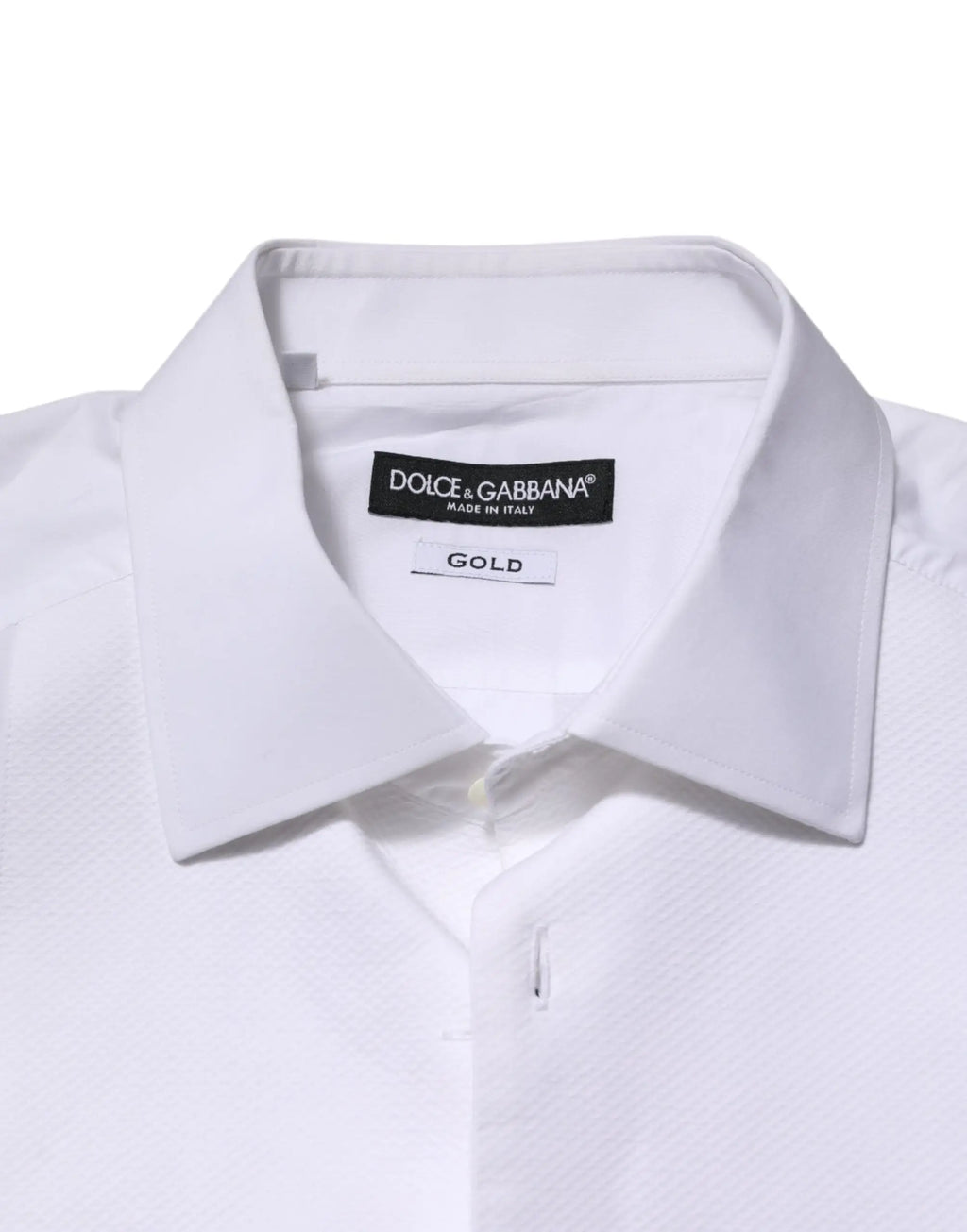 Chemise homme formelle dolce & gabbana blanche en popeline de coton avec col net et etiquette dorée