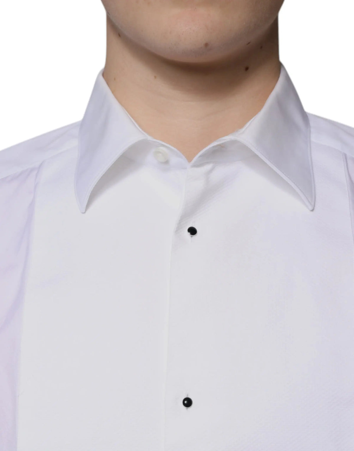 Chemise formelle pour homme dolce & gabbana blanche en popeline de coton avec col net et boutons noirs