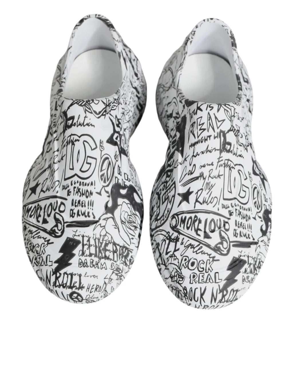 Baskets slip-on dolce & gabbana daymaster blanches avec graffiti noir style street art