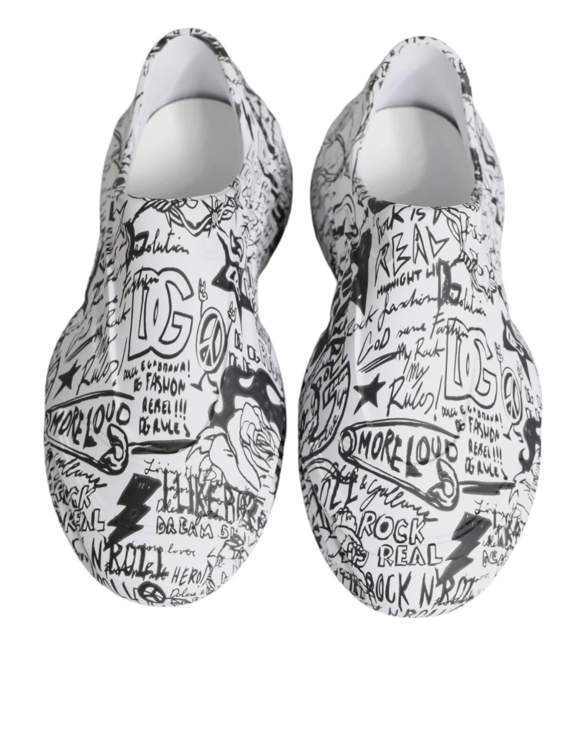 Baskets slip-on dolce & gabbana daymaster blanches avec graffiti noir style street art