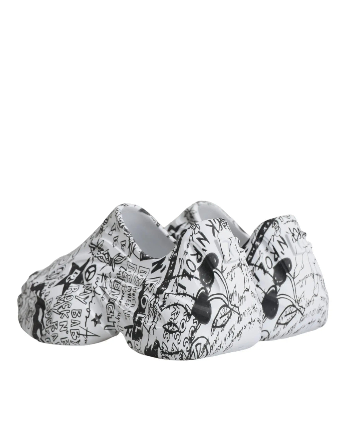 Dolce & gabbana baskets daymaster blanches avec motifs graffiti noirs et silhouettes mickey mouse en toile cuir