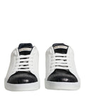 Sneakers portofino en cuir blanc et noir croc embossé par dolce et gabbana au design minimaliste élégant