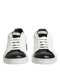 Dolce & Gabbana sneaker blanche et noire en cuir embossé croco au design moderne et épuré