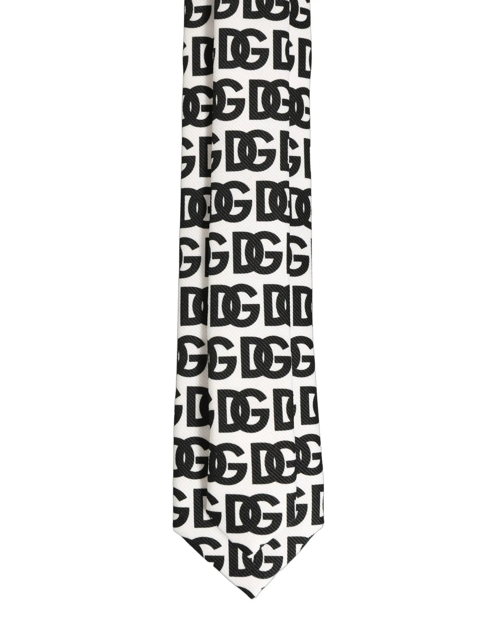 Une cravate large blanche dolce gabbana avec un motif monogramme dg noir répétitif ajustable pour homme