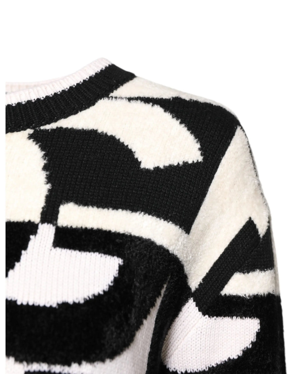 Pull à col rond dolce & gabbana pour femme en maille avec motif abstrait noir et blanc