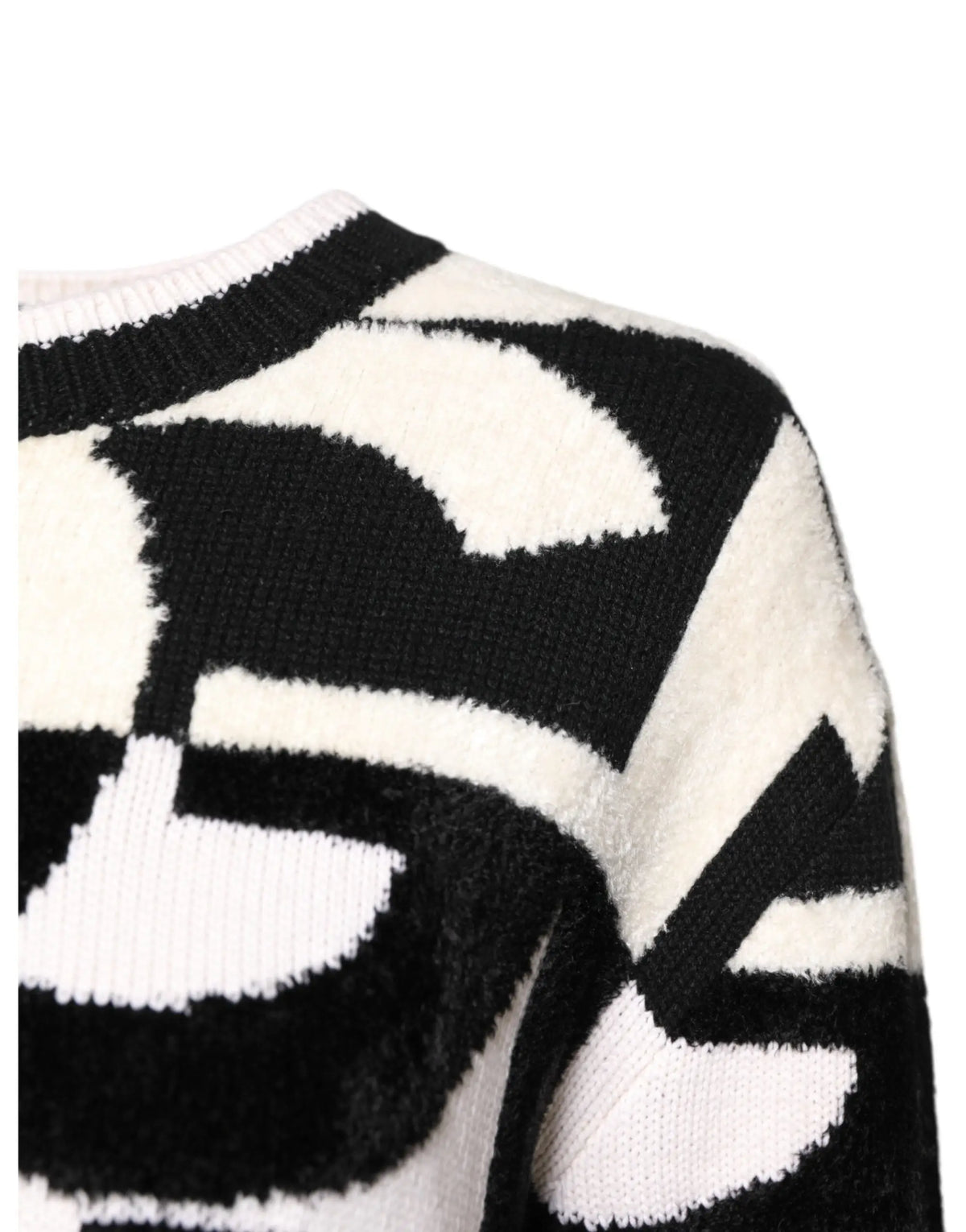 Pull à col rond dolce & gabbana pour femme en maille avec motif abstrait noir et blanc