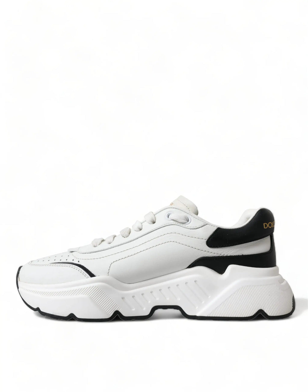Baskets dolce & gabbana daymaster basses blanches et noires à tige en cuir avec semelle en caoutchouc texturée