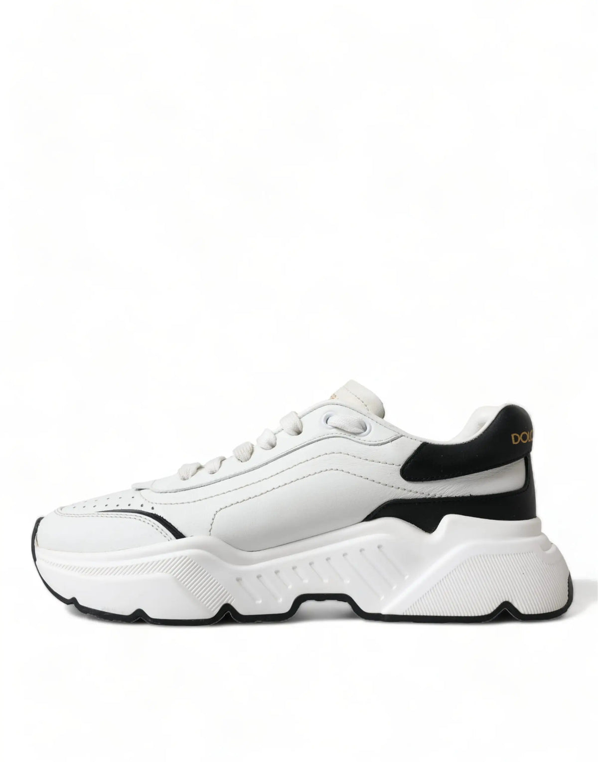 Baskets dolce & gabbana daymaster basses blanches et noires à tige en cuir avec semelle en caoutchouc texturée