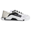 Sneakers dolce & gabbana blanc et noir avec empeigne en cuir texturé design géométrique et semelle épaisse en caoutchouc