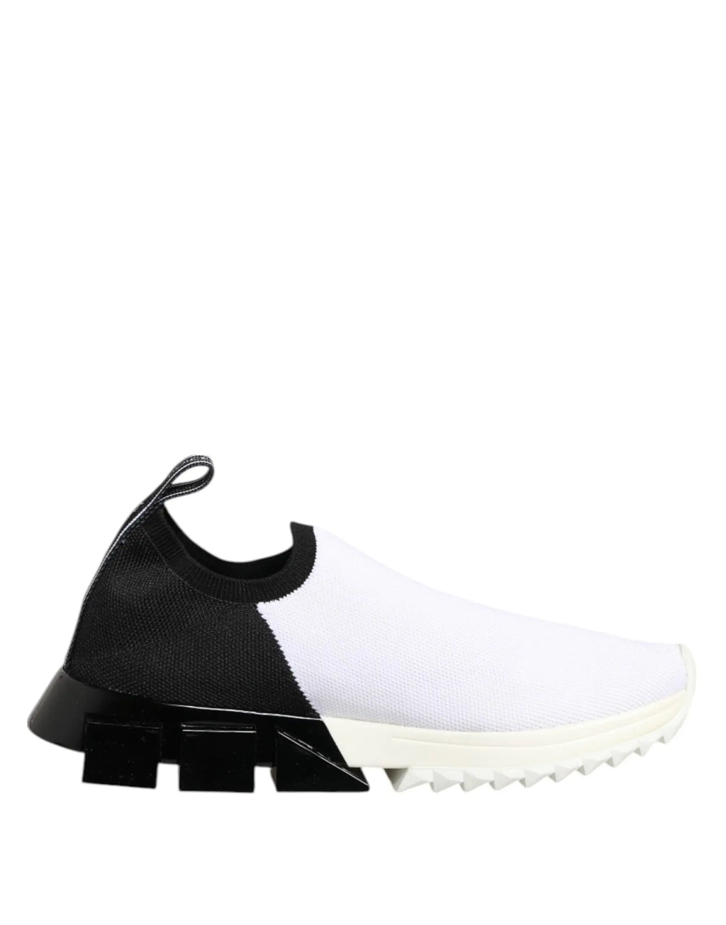 Dolce & gabbana sneakers blanc et noir en maille avec semelle chunky géométrique slip-on basses