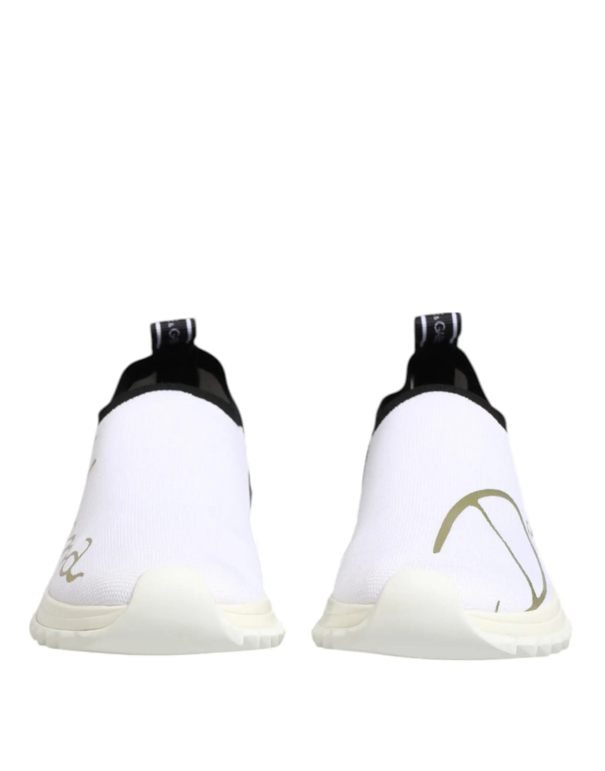 Dolce & gabbana white black low top sorrento sneakers with white slip-on design black accents and gold logo detailing