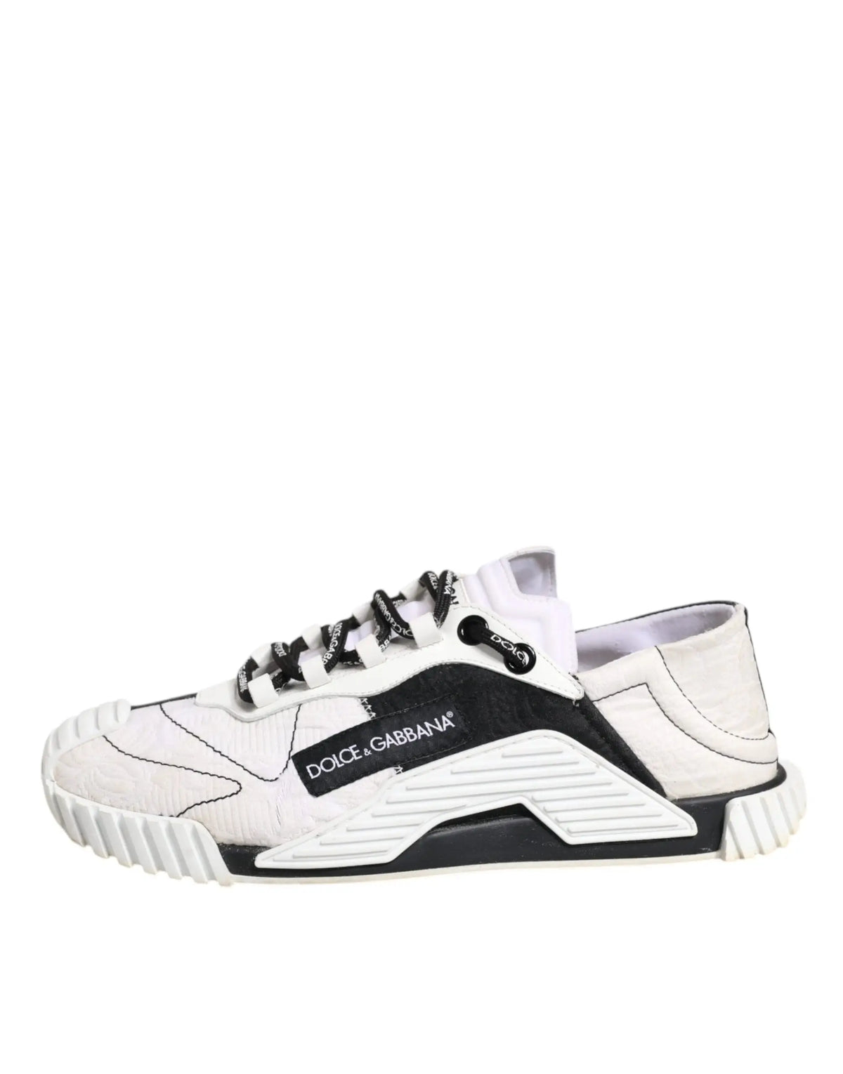 Baskets basses dolce gabbana ns1 blanches et noires avec design moderne et panneaux contrastants